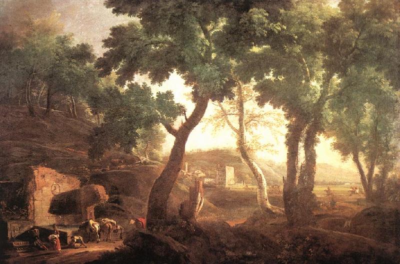 RICCI, Marco Landscape with Watering Horses oil painting picture